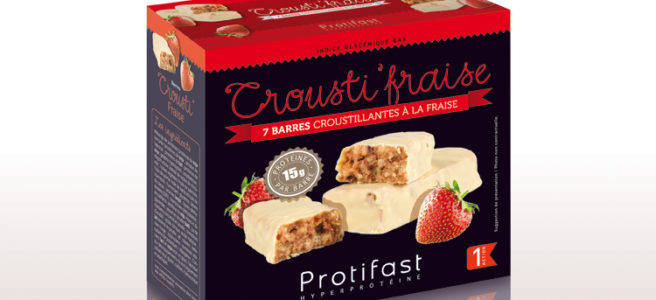 barre fraise croustillante riche en protéines