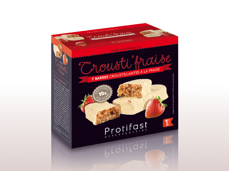 barre fraise croustillante riche en protéines