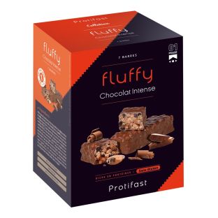 Protifast barre fluffy chocolat intense riche en protéines. Sans gluten. 1 boîte de 7 barres.