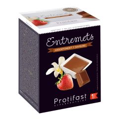 Assortiment découverte 7 sachets entremets pour desserts riches en protéines.