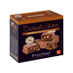 Barre Crousti'choco Protifast riche en protéines.
1 boîte de 7 barres sans gluten Low Carb.