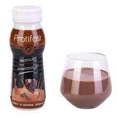 Boisson chocolat 250 ml Protifast, riche en protéines et sans sucre.