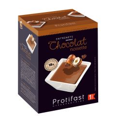 Dessert entremets chocolat noisette riche en protéines. 7 sachets x 27g